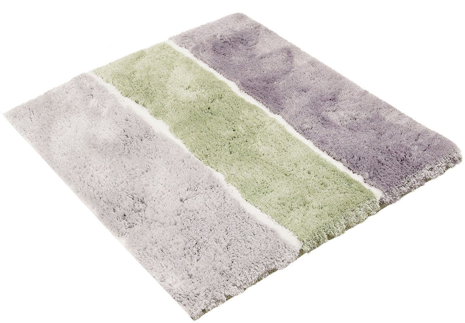 Badematte Rio Marina Homie Living, Höhe 30 mm, rutschhemmend beschichtet, fußbodenheizungsgeeignet, schnell trocknend, Polyester, rechteckig, flauschiger Badteppich, modern gestreift, waschbar, Badezimmerteppich