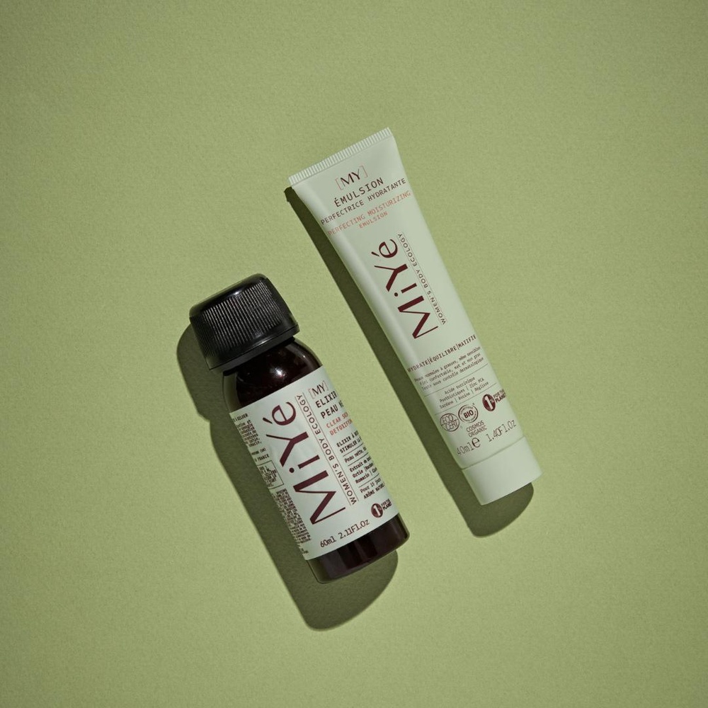 miyé [MY] EMULSION PERFECTRICE HYDRATANTE BIO Un soin confortable et hydratant bio qui élimine les imperfections.