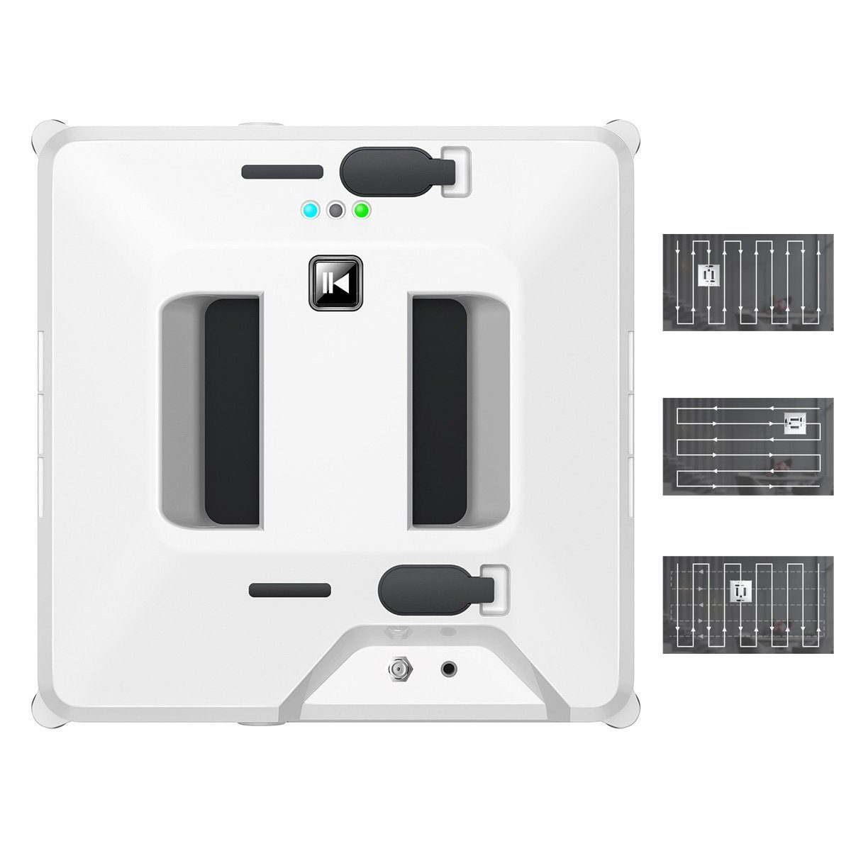 Hikeren Fensterputzroboter Fenstersauger,3000Pa,Automatischer Fensterputzer,Doppelter Wassertank, Mehrfachschutz, Sicherheitsseil, USV-Stromausfallschutz