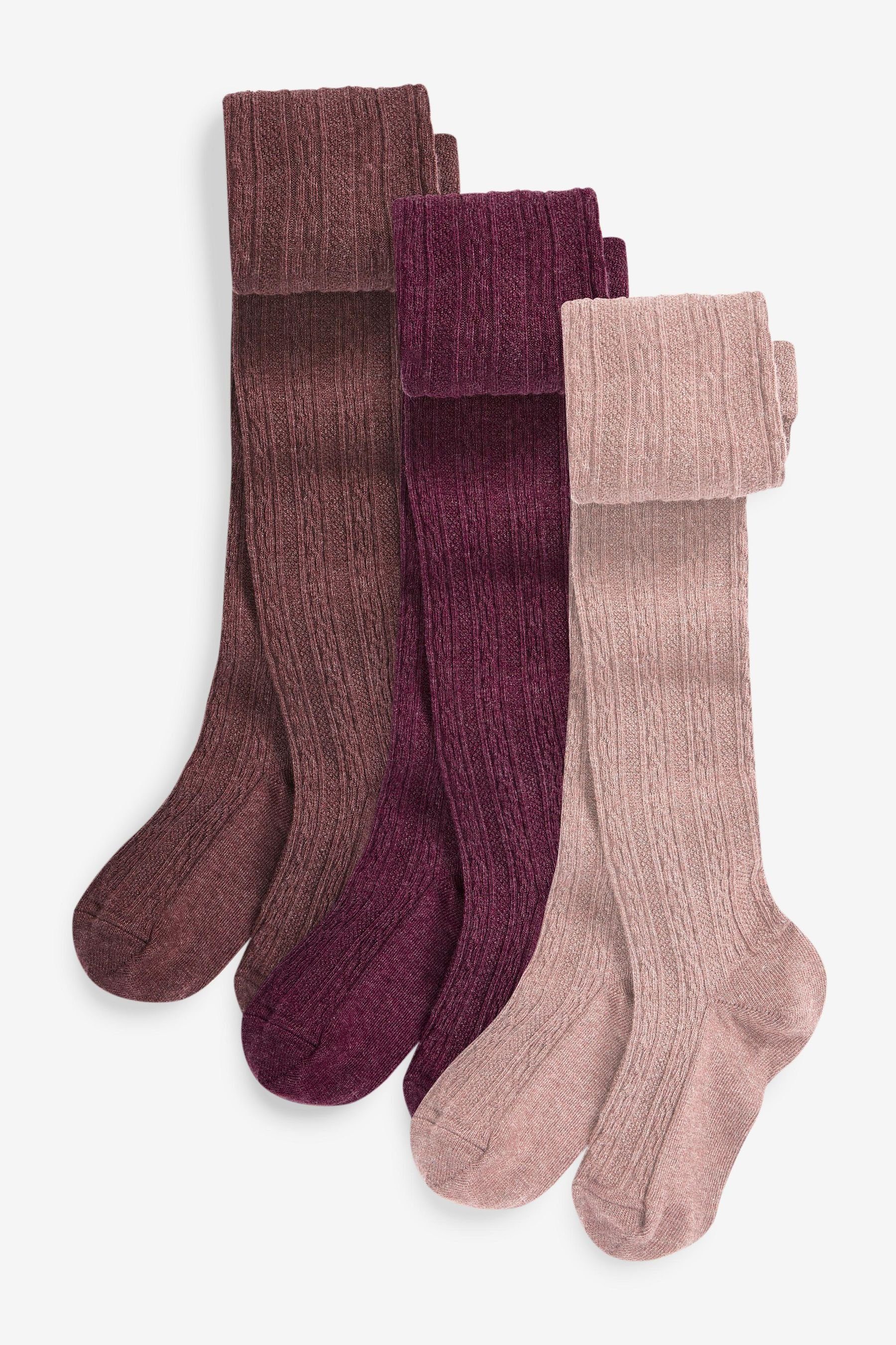 Next Strickstrumpfhose Strumpfhose mit Baumwolle + Zopfmuster, 3er-Pack (3 St)