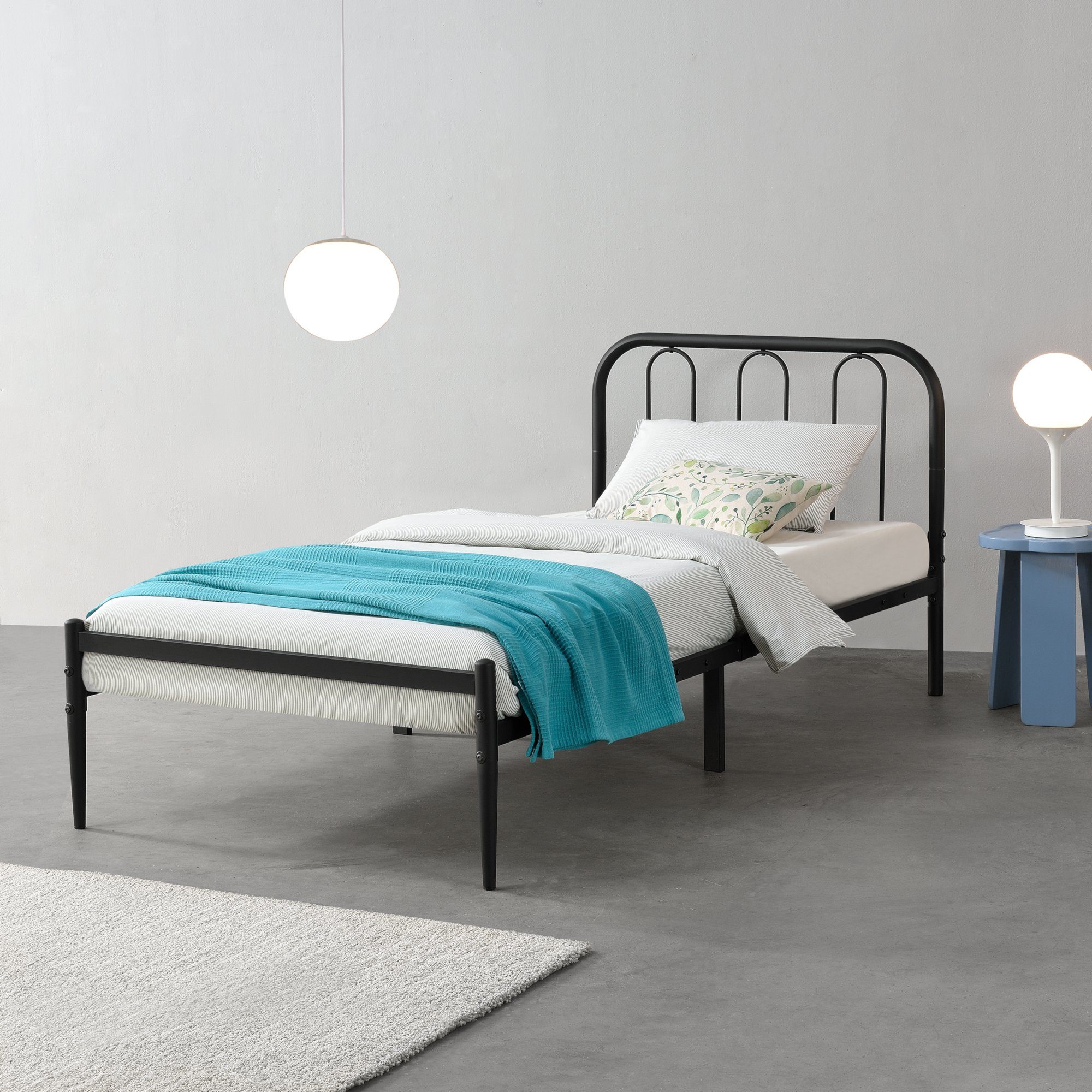 en.casa Metallbett, Hanko Bettgestell schwarz in verschiedenen Größen