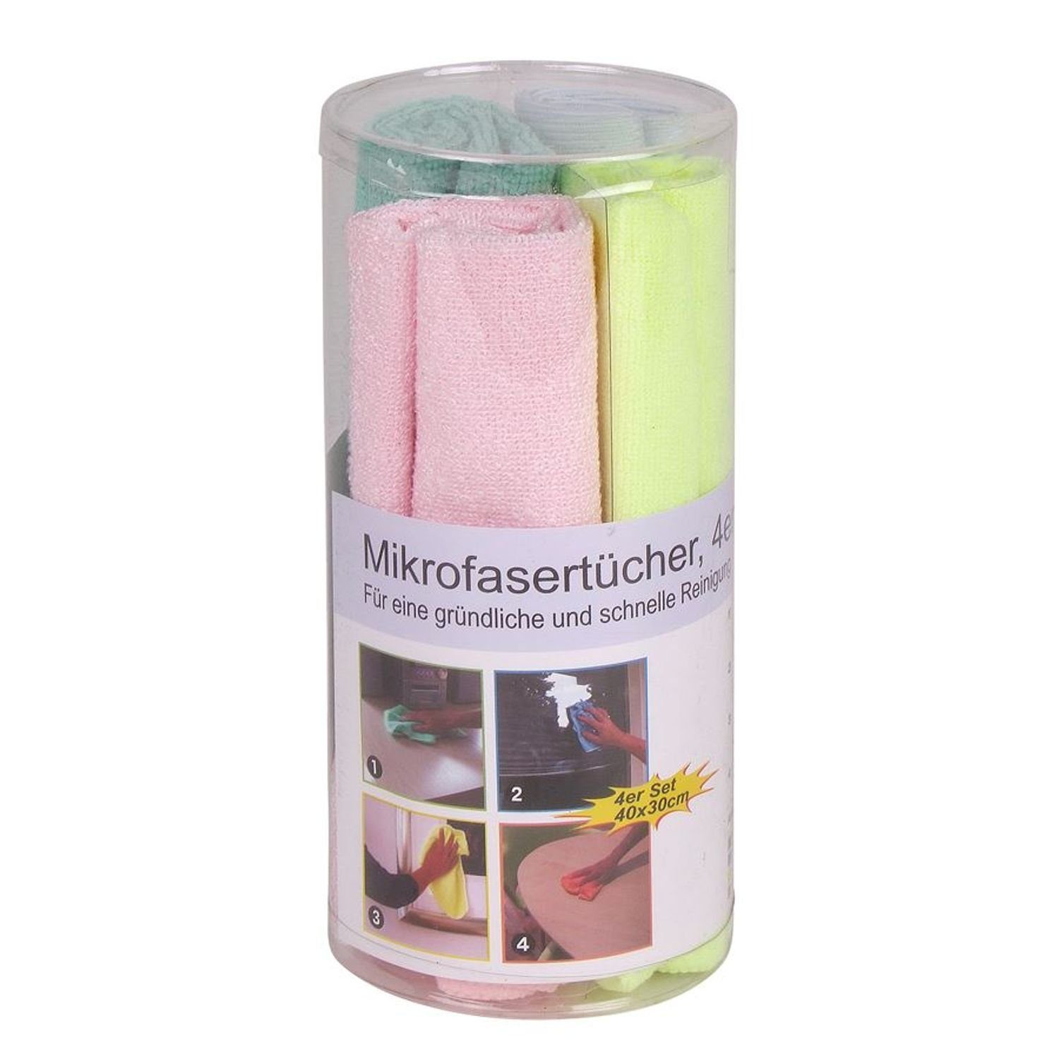 BURI Mikrofasertücher 4er-Set Haushaltstücher Reinigungstuch Glastuch Polie Wischbezug