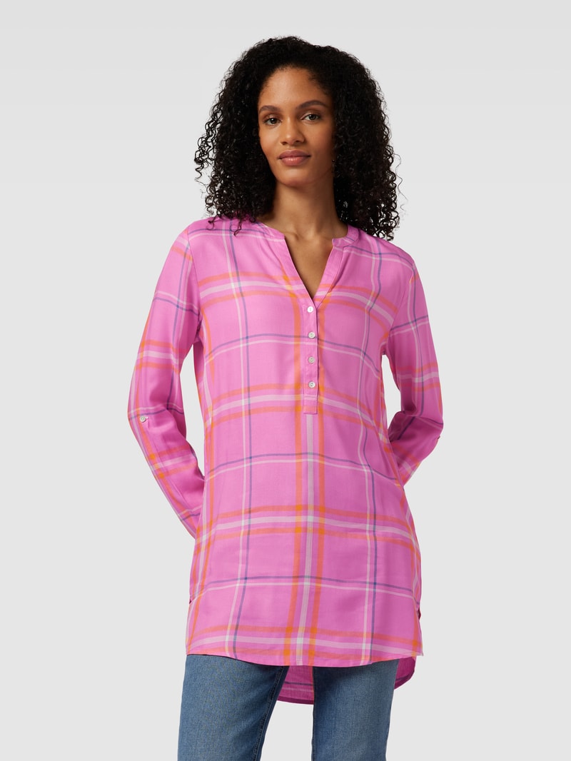 Bluse mit Tunikakragen in pink