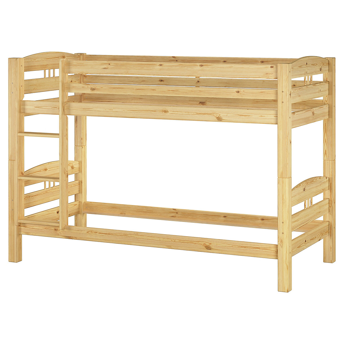 Stockbett 90x200 Kiefer massiv mit Rollrost und Matratzen