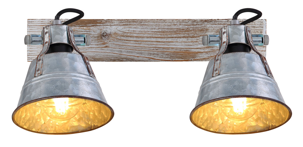 Globo Lighting - GÜNTHER I - Strahler Holz weiß, 2x E27