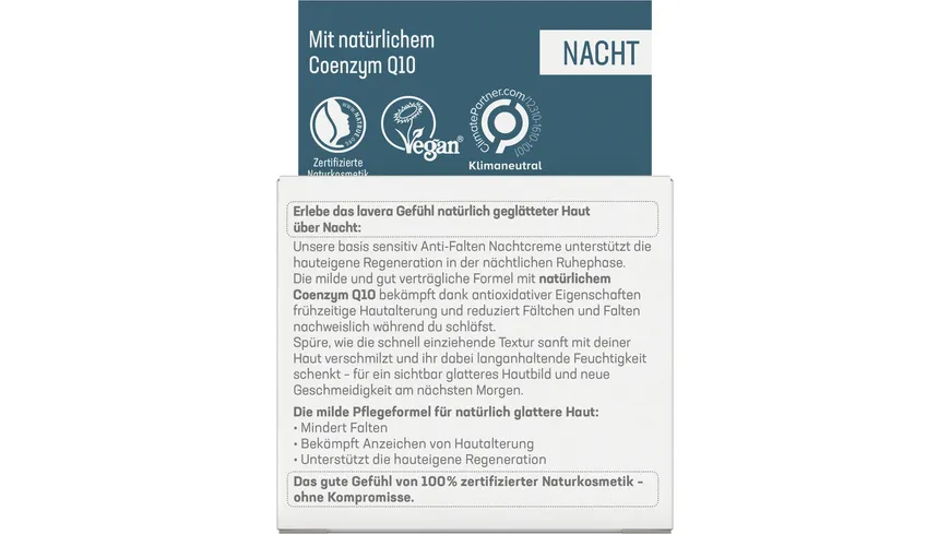 lavera BASIS SENSITIV Anti-Falten Nachtcreme Q10 50 ml