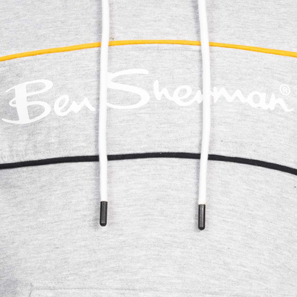 BEN SHERMAN Two Colour Panel Herren Hoodie 0067811G-GREY MARL