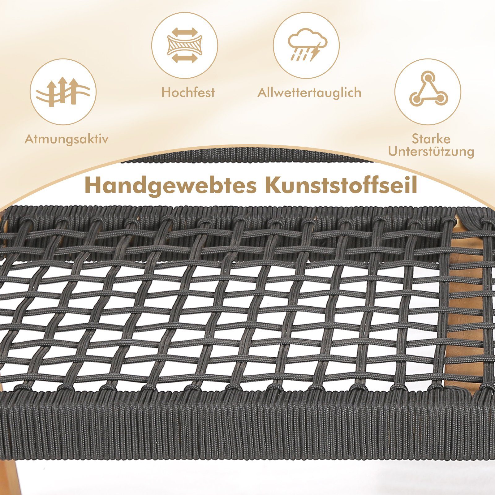 COSTWAY Gartenbank, 2 Sitzer, Akazienholz, bis 320kg, 118x63x90cm