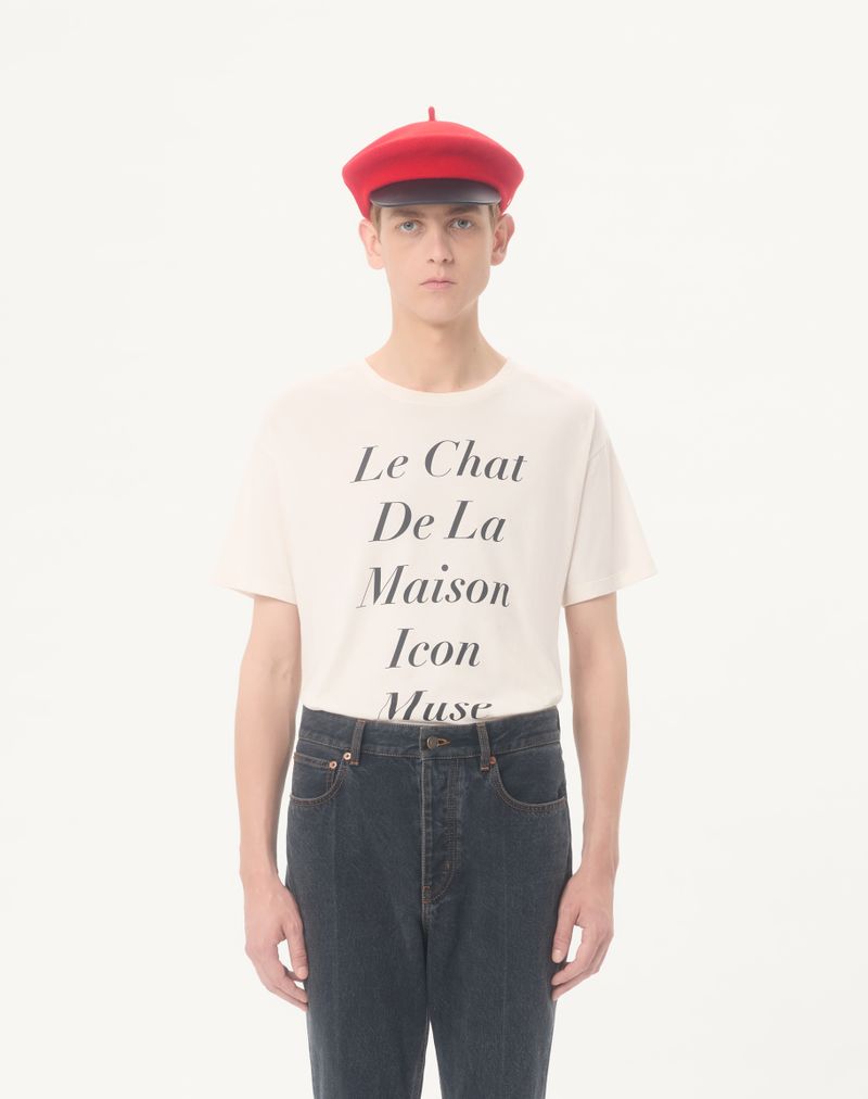 Valentino Bomuld T-shirt med Le Chat De La Maison Icon Muse Anti Hero Print