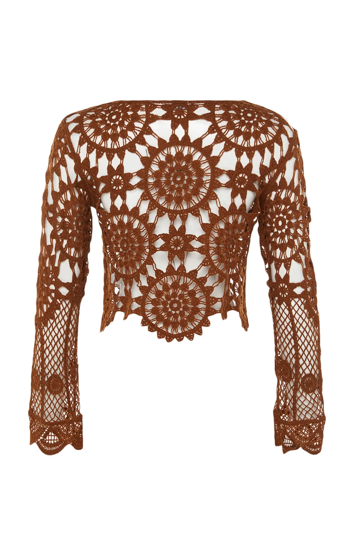 Trendyol Collection  Braune Strick-Häkelbluse TBESS20BZ0572