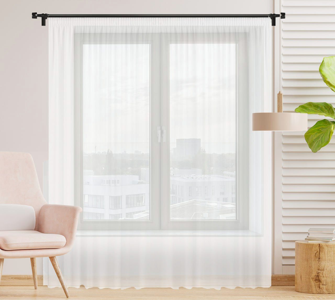 Gardine Weiße,halbtransparente Vorhänge mit Kräuselband und Bleibandabschluss, GARDINESTAN JUNG CFO GmbH, Faltenband, transparent, Store, gardinen stores, %100 polyester, Weiß Transparent