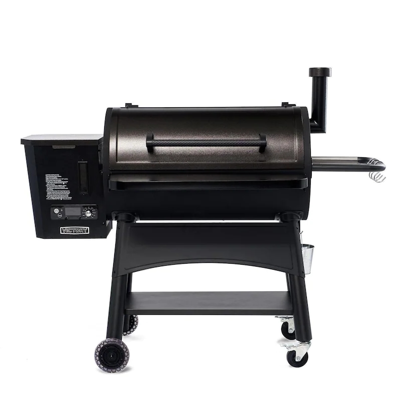 Victory 35-Inch Wood Pellet Grill with Front Shelf, 29-Lb Hopper & 16 Gauge Steel Barrel & Cart - BBQPG
