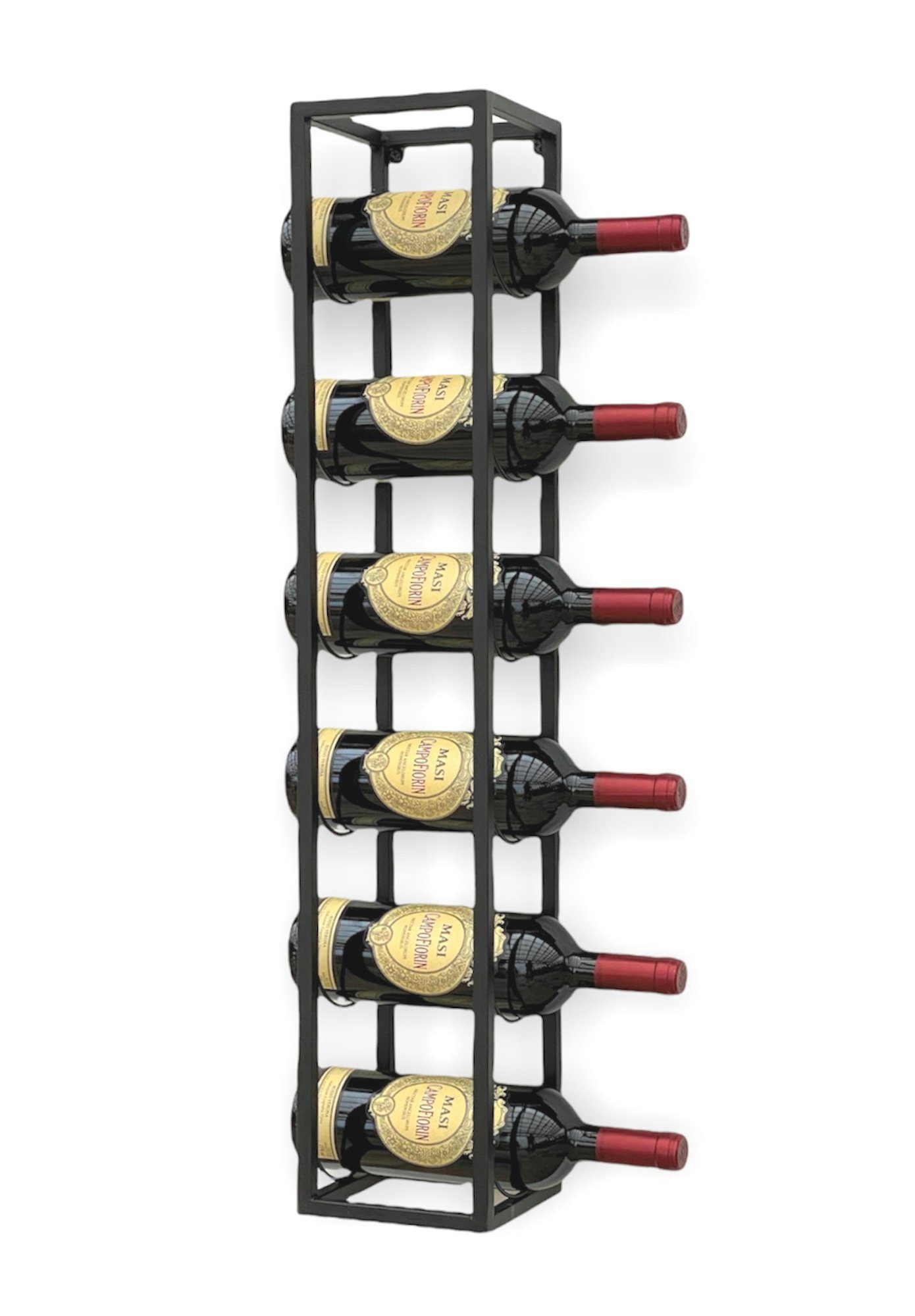 DanDiBo Weinregal DanDiBo Weinregal Metall Wand 80 cm Schwarz Flaschenregal 96238 Flaschenhalter Wandmontage Modern Wandhalter Wandregal für 6 Flaschen