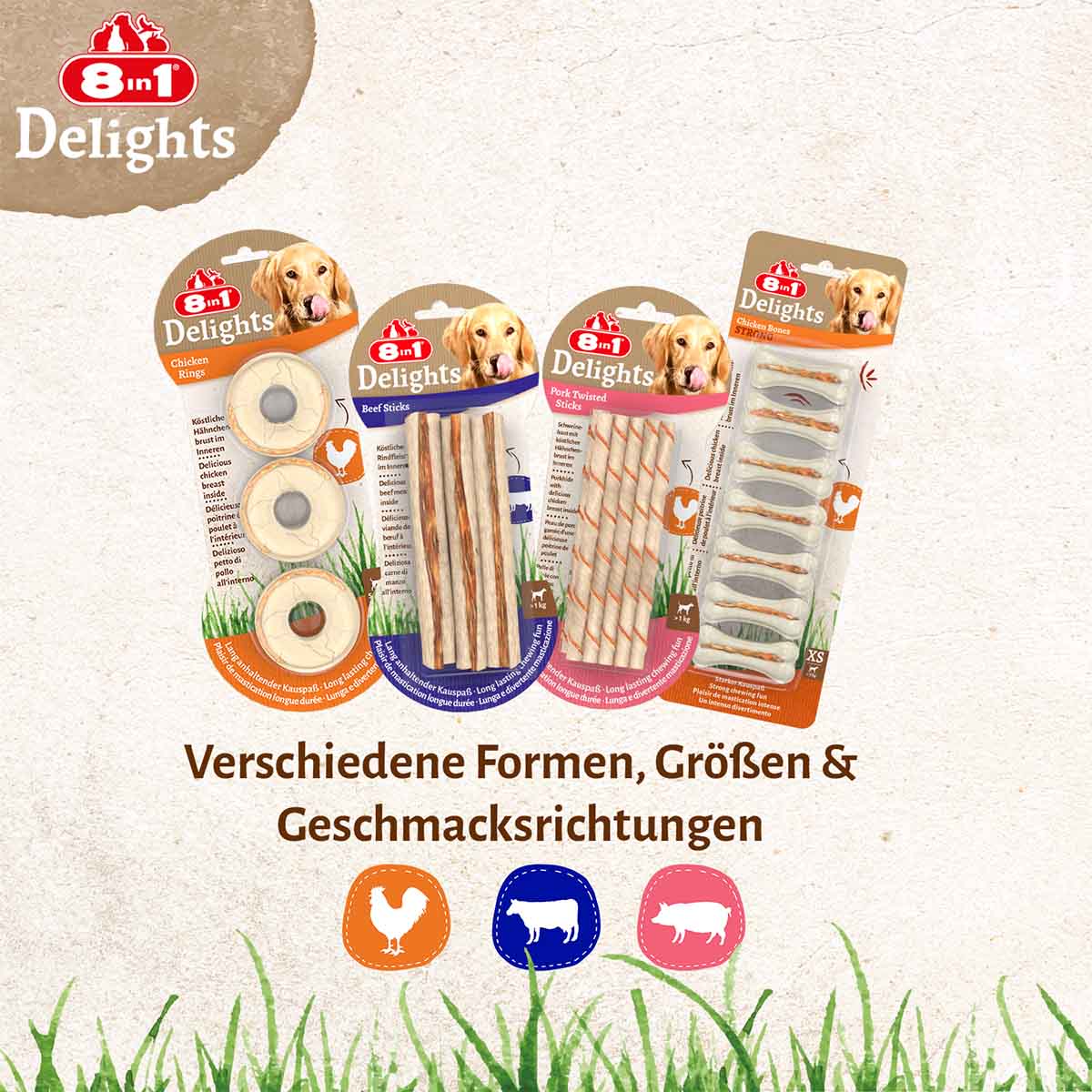 Gedrehte Kausticks mit Rind für Kauspaß & Zahnpflege in einem.