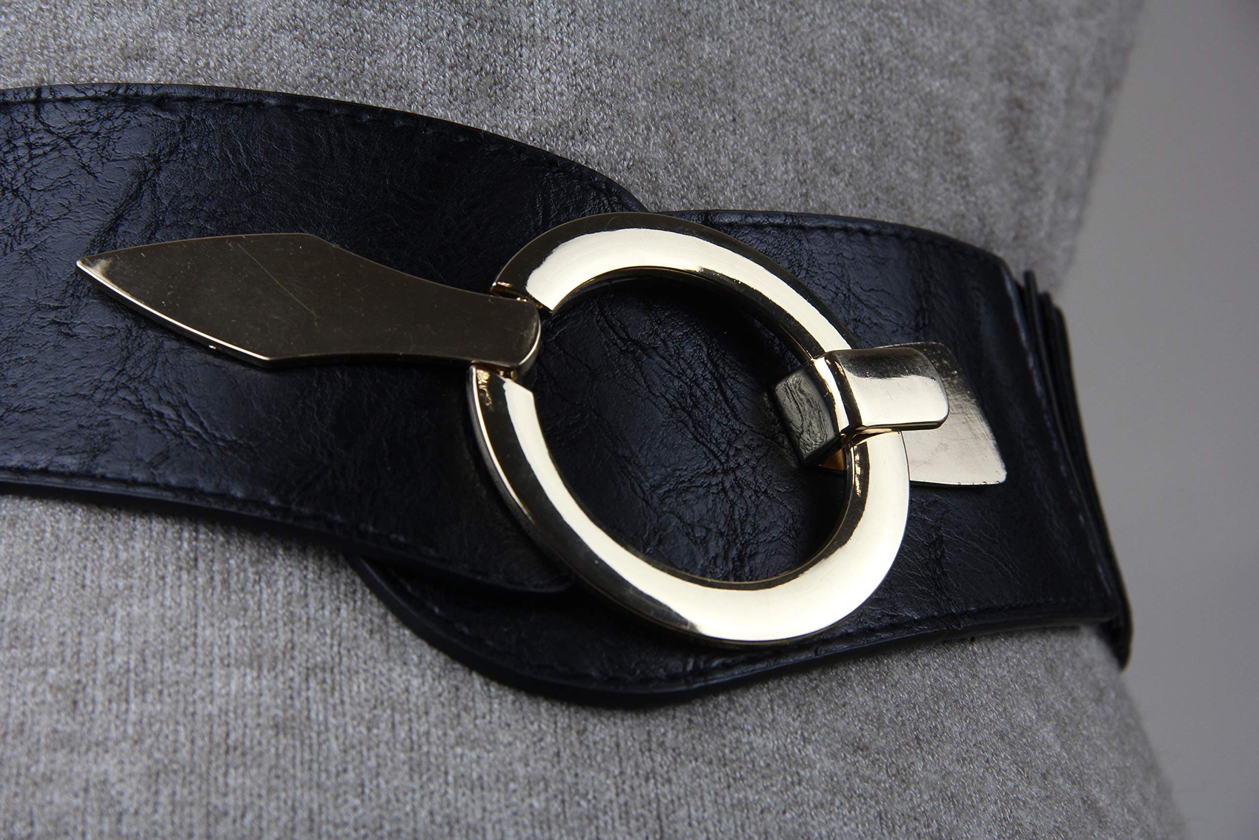 Vanessa & Melissa Taillengürtel Damen 6cm breit (bequemer Stretchgürtel) elastischer Gürtel mit goldener Ring-Schließe
