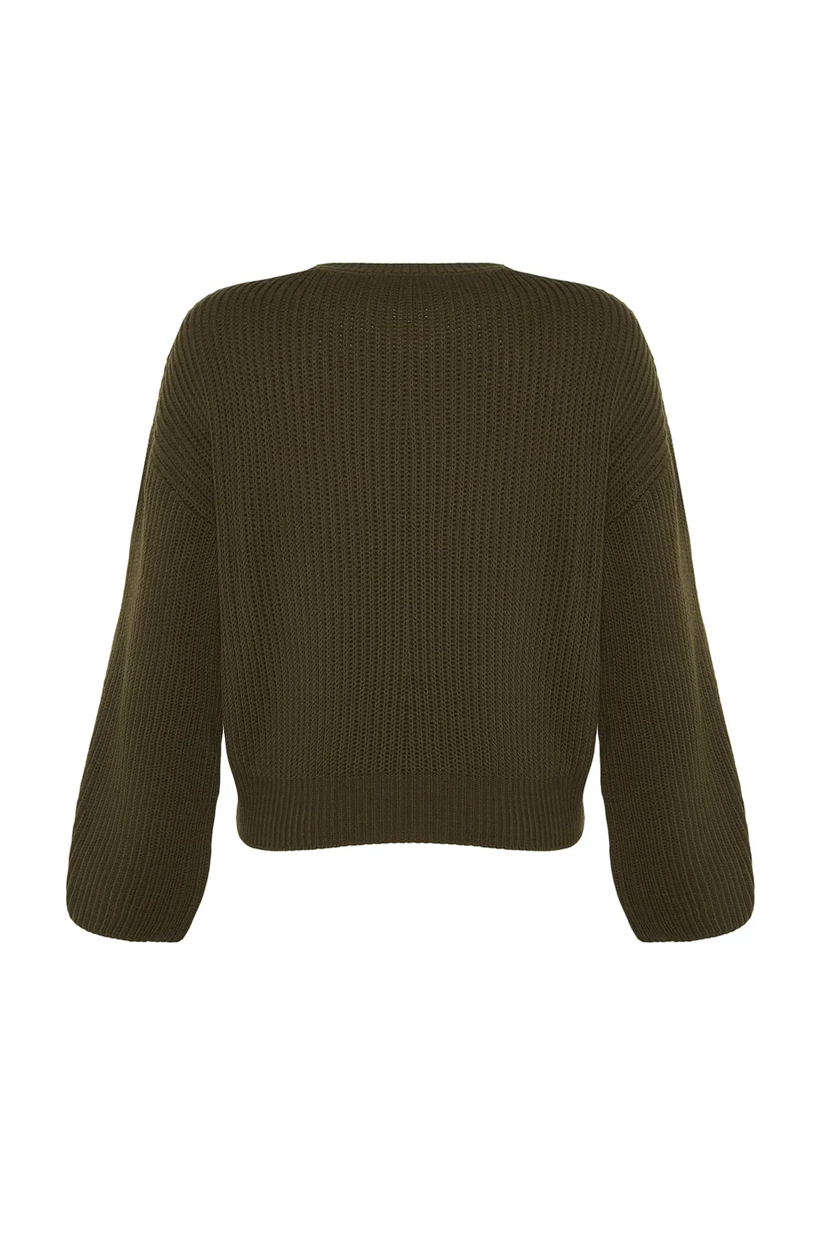 Trendyol Collection  Khakifarbener Strickpullover mit kurzem Schnitt und spanischen Ärmeln TWOAW20KZ0743