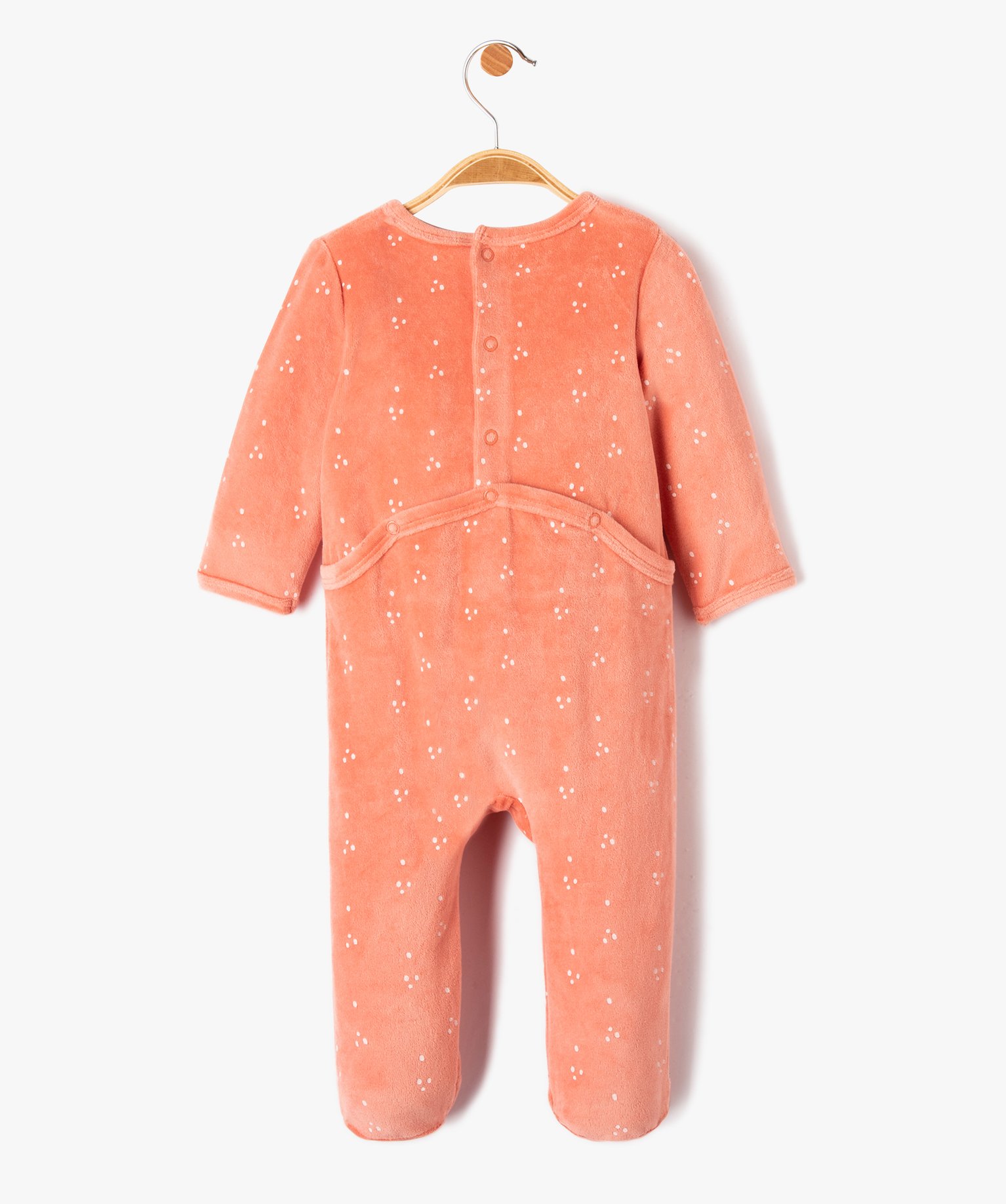 Pyjama bébé à pont-dos en velours à motifs ours orange | GEMO
