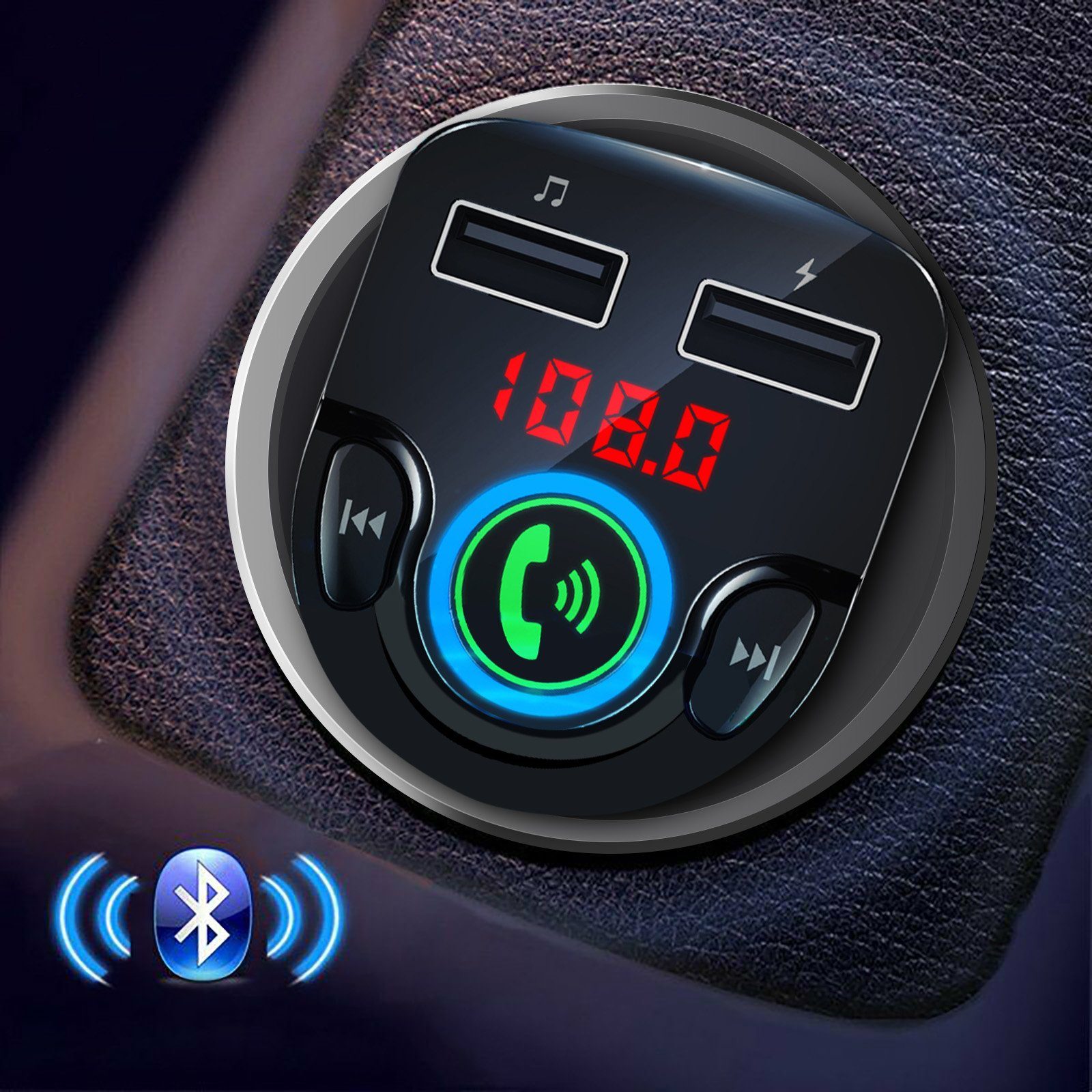 LifeImpree Auto-Adapter, Auto MP3 Player, USB Ladegerät, Kabellose Ladegeräte, FM transmitter