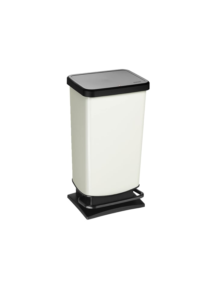 Rotho Paso Mülleimer 40l mit Pedal und Deckel in Cremeweiß metallic günstig kaufen onesize