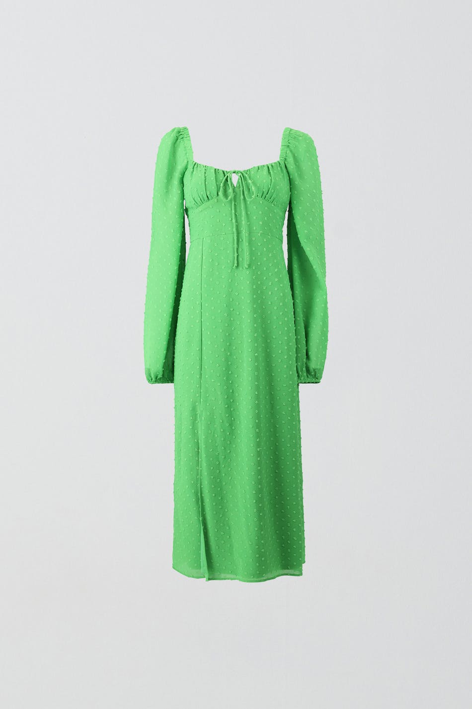 Gathered dot midi dress