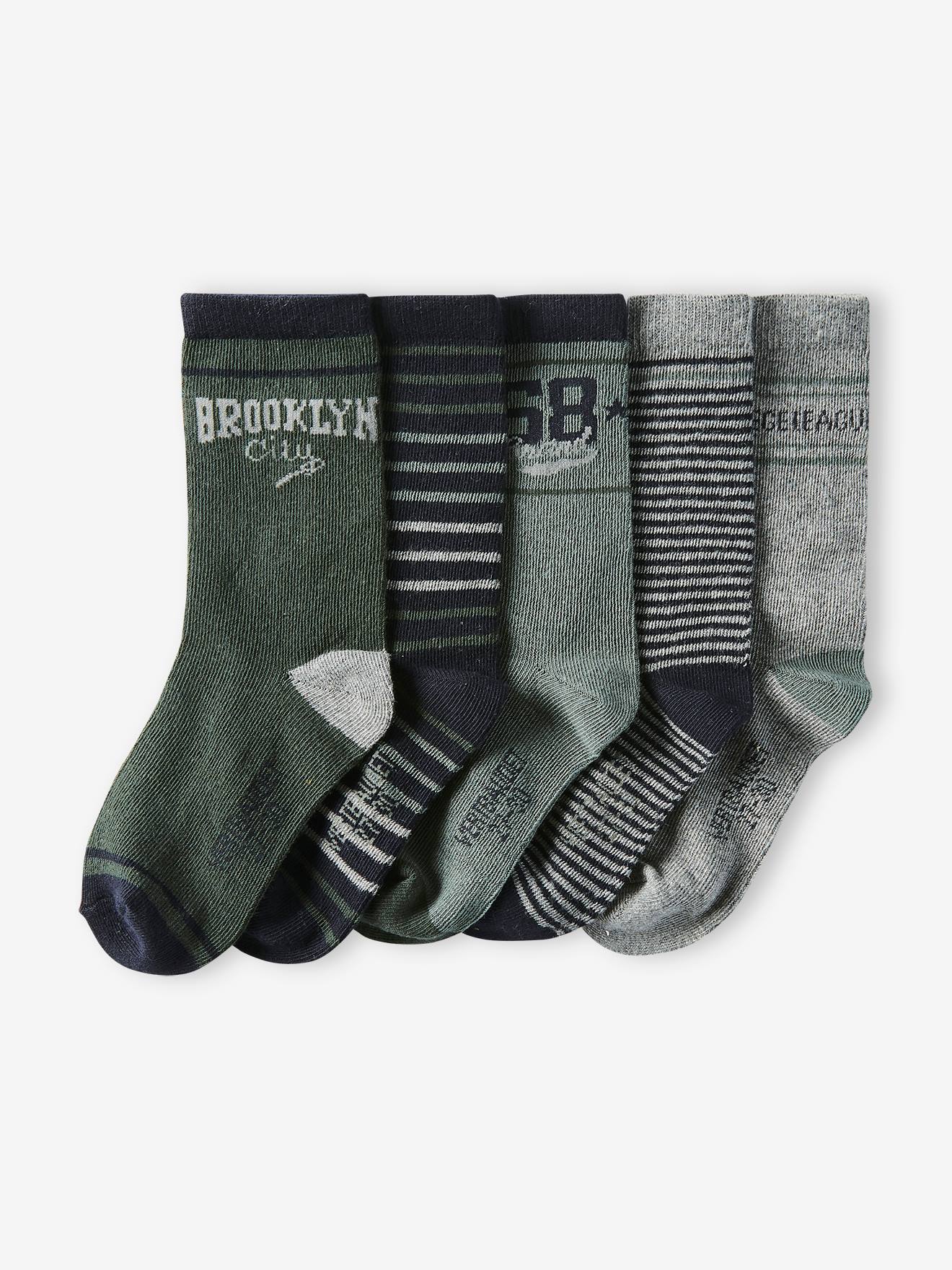 Lot de 5 paires de chaussettes garçon BASICS lot vert