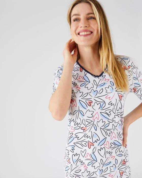 Lot de 3 chemises de nuit en pur coton peigné, 2 statures