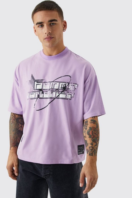 Kastiges Oversize T-Shirt mit Homme Print