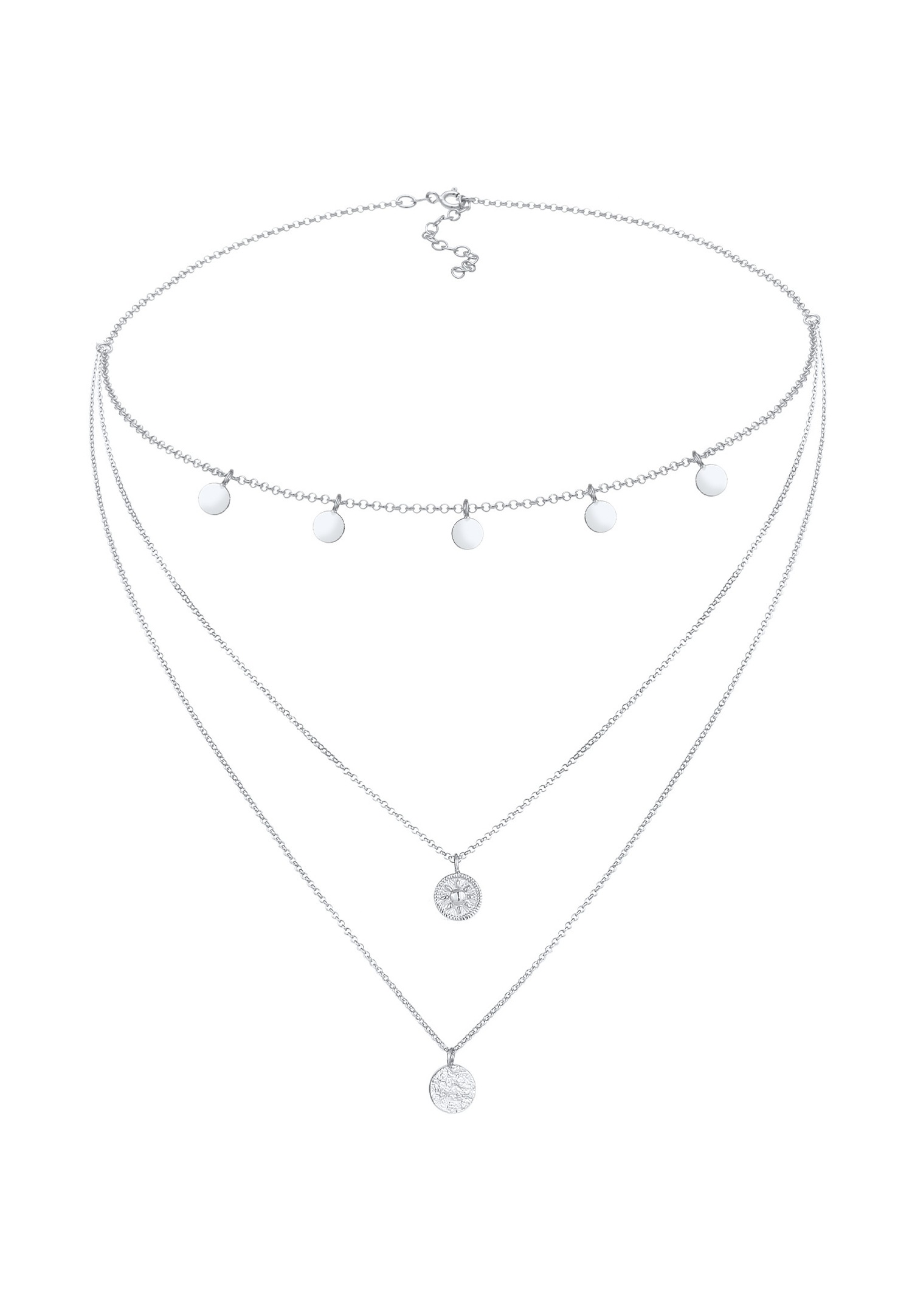 Elli Halskette Kreis Rund Coin Choker Layer Vintage 925 Silber