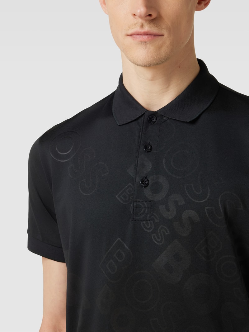 Poloshirt mit Logo-Print in schwarz
