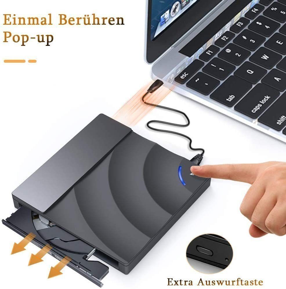 Novzep Externes DVD-Laufwerk, 8x Lesen Unterstützung für DVD + R, DVD-R DVD-Rekorder