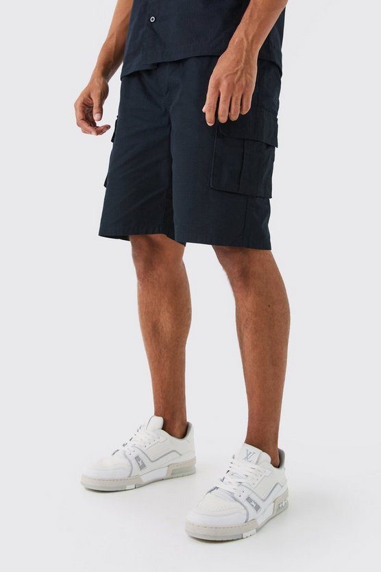 Lockere Ripstop Cargo-Shorts mit elastischem Bund