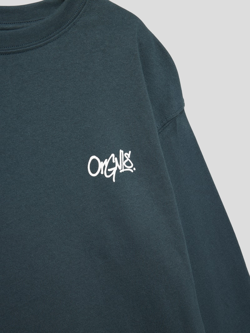 Longsleeve mit Statement-Prints Modell 'SILVERLAKE' in petrol