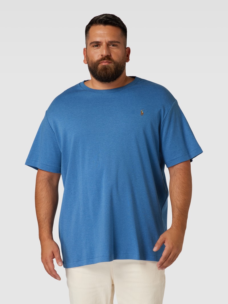 PLUS SIZE T-Shirt mit Label-Stitching in royalblau