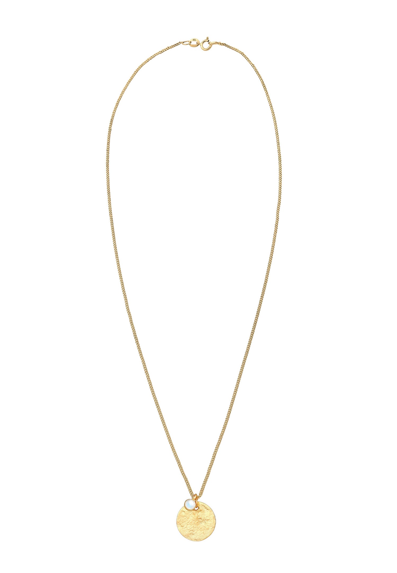 Ciondolo da donna Elli Vintage Organic con placca e pietra di luna in argento sterling 925 placcato oro