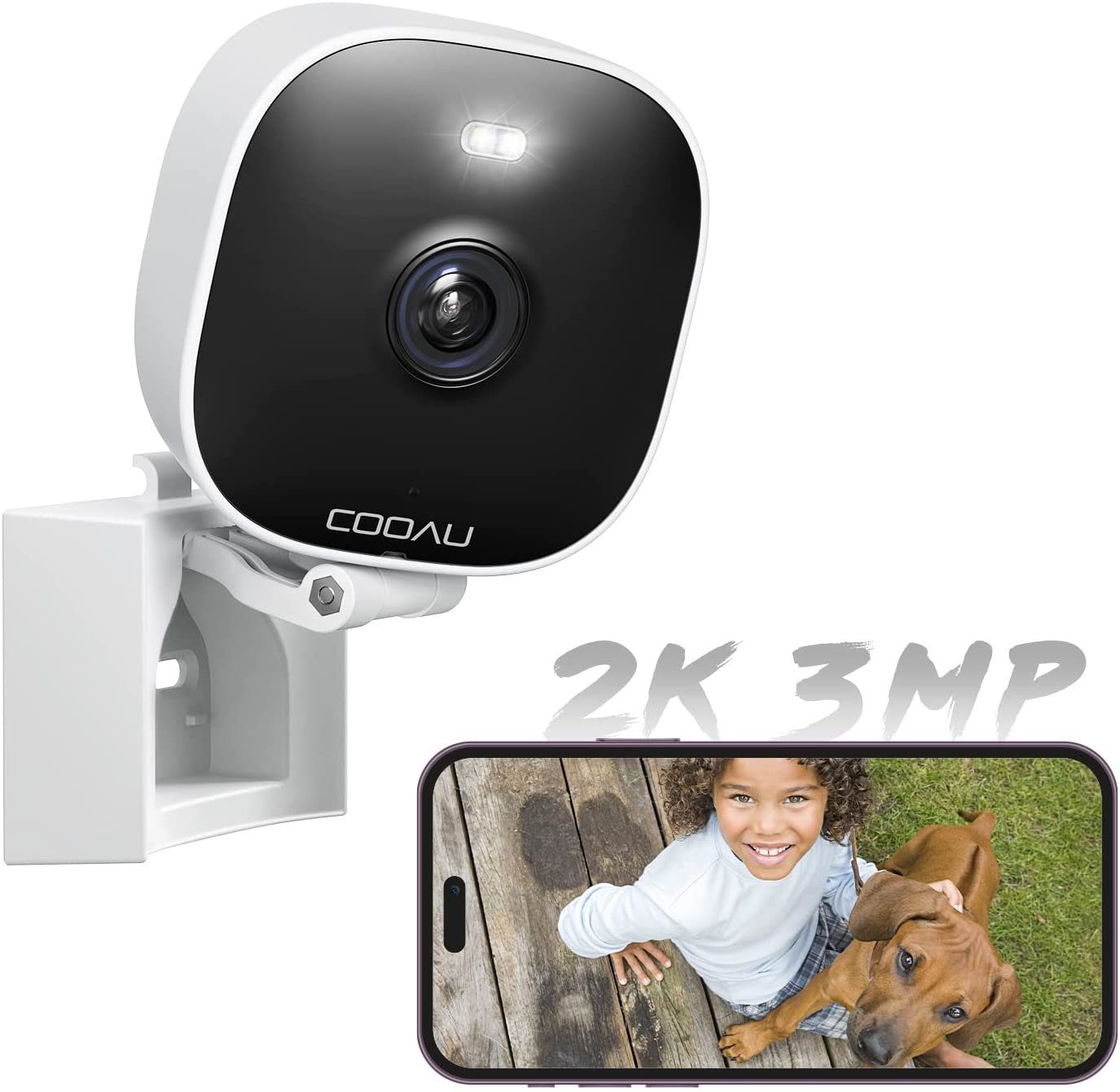 COOAU 2K Überwachungskamera Aussen WLAN,355°/90°Schwenkbar IP Kamera Outdoor Überwachungskamera (AuBenbereich, Innenbereich, Aussen, Outdoor, mit Mensch Bewegungsmelder, Automatische Verfolgung,24/7 Aufnahme, MitAlexa, Farbige Nachtsicht, IP66, 2-Weg
