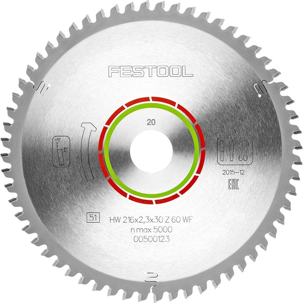 FESTOOL 216mm 60T TCT Circular Saw Blade for Laminate Flooring Cutting
