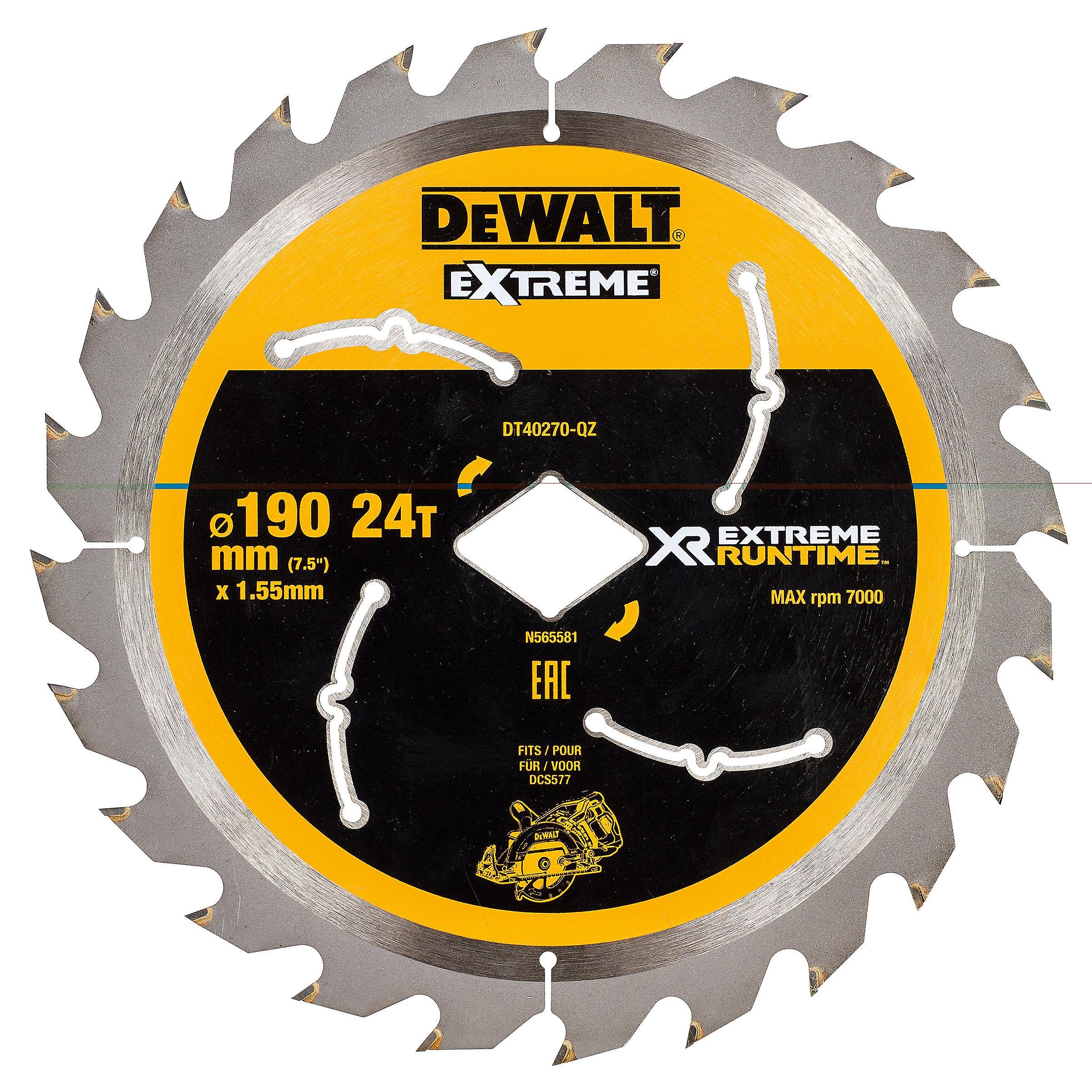 DeWalt Zubehör DT40270-QZ Sägeblatt 190 mm 24T Dornaufnahme rautenförmig für DCS577