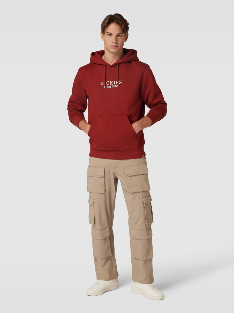 Hoodie mit Label-Print Modell 'PARK' in rostrot
