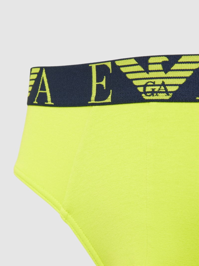 Pants mit elastischem Label-Bund im 3er-Pack in neon gelb