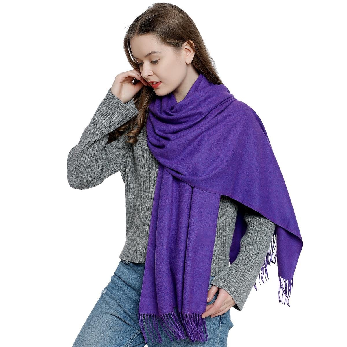 DonDon Schal Damen Schal einfarbig 185 x 65 cm, (1-St), Damenschal, kuschlig weich, mit Fransen, Feinstrick
