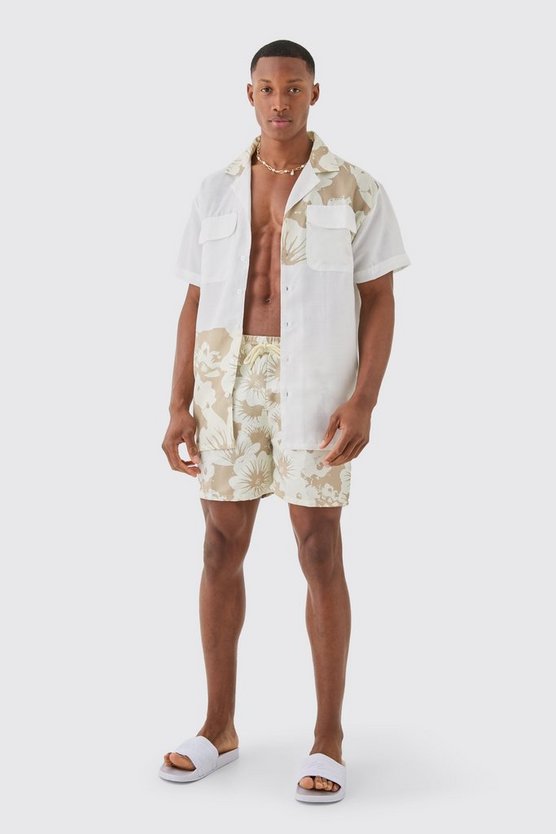 Oversize Hemd und Badehose mit Print