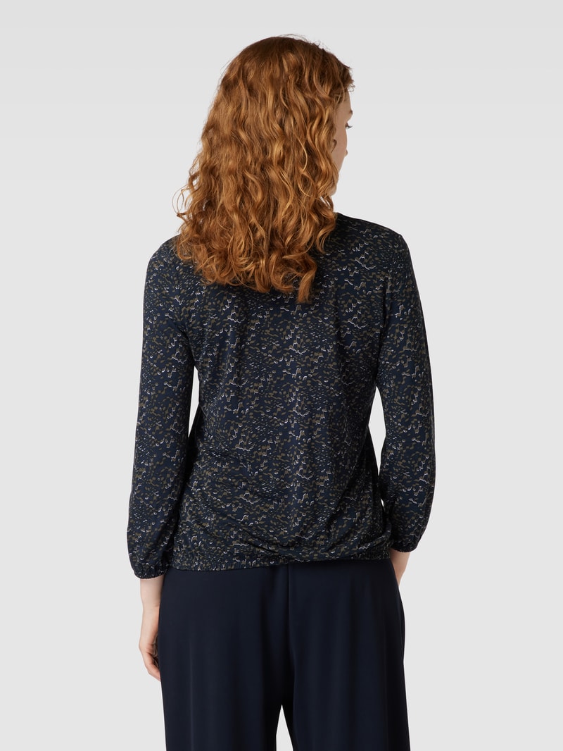 Bluse mit V-Ausschnitt Modell 'Sannah' in marineblau