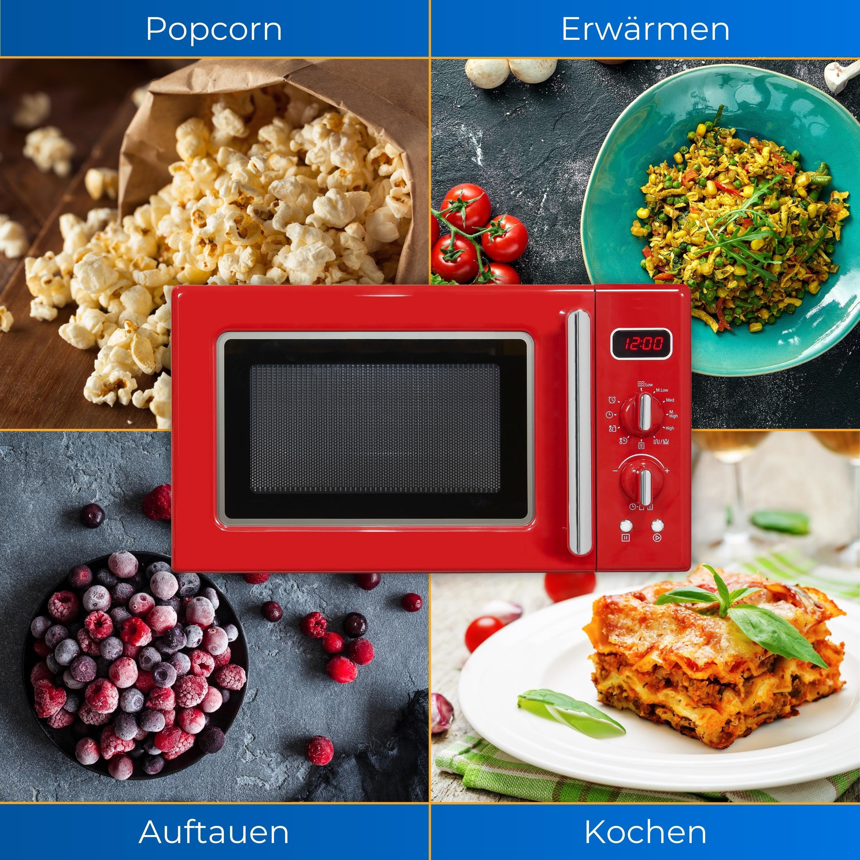 exquisit Mikrowelle RMW720-3G DIG, Grill, Mikrowelle, 20,00 l, attraktives Retro-Design mit praktischer Grillfunktion und Display