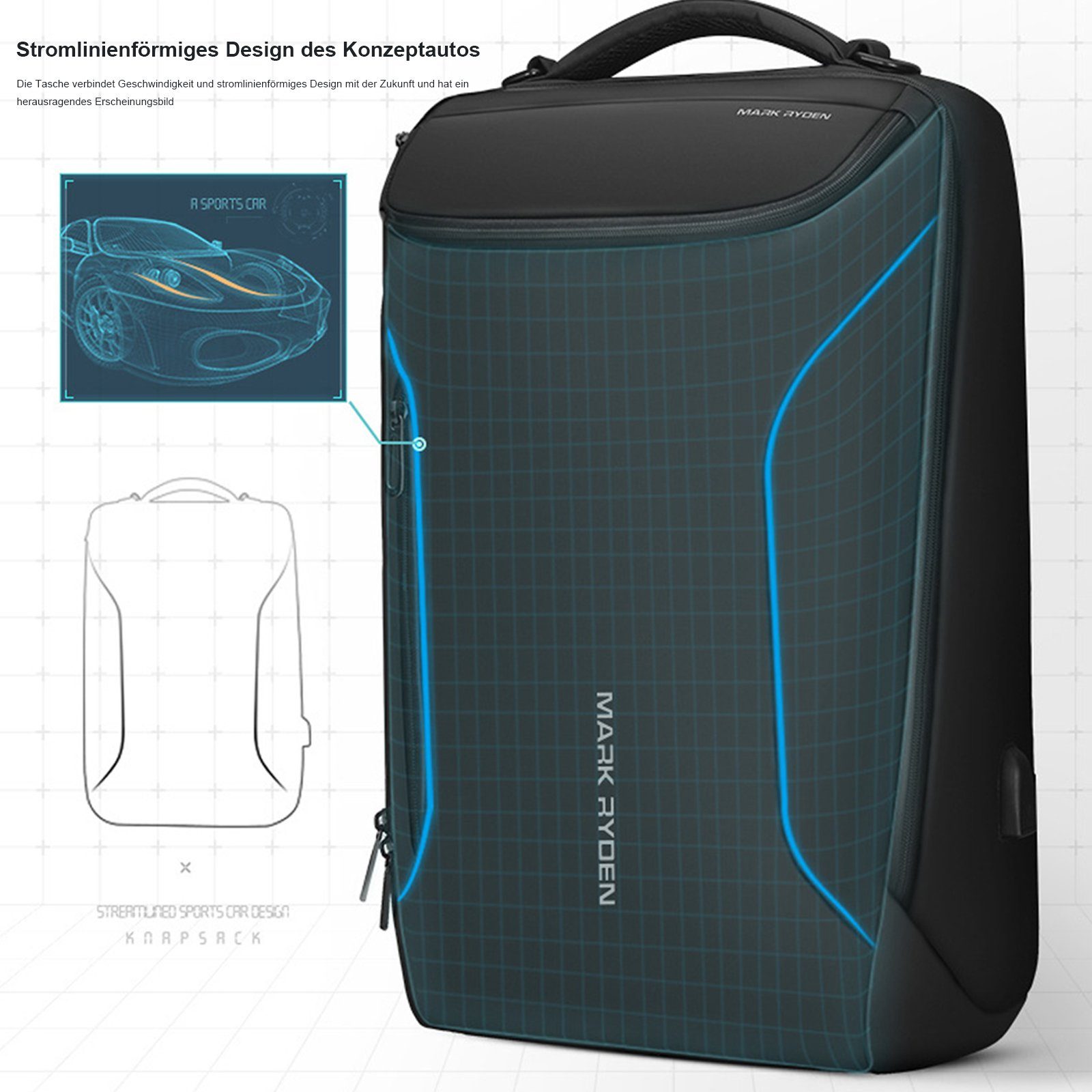OKWISH Reiserucksack Laptoprucksack Laptop Rucksack Rucksäcke Freizeitrucksack Laptoptasche (Reisen Notebook Laptop Tasche Schule Uni Rucksack Handgepäck, mit USB-Lade-Anschluss, Anti-Diebstahl, Backpack mit Laptopfach), für Herren Damen Jungen Teena
