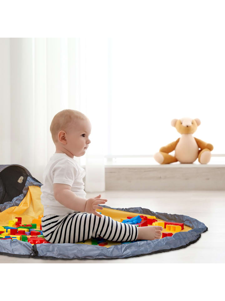 relaxdays Aufräumsack mit Spieldecke in Grau-Orange günstig kaufen onesize