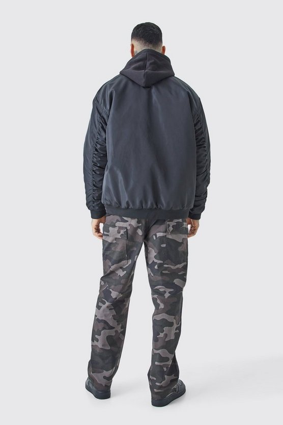 Tall lockere asymmetrische Camouflage Cargo Twill-Hose