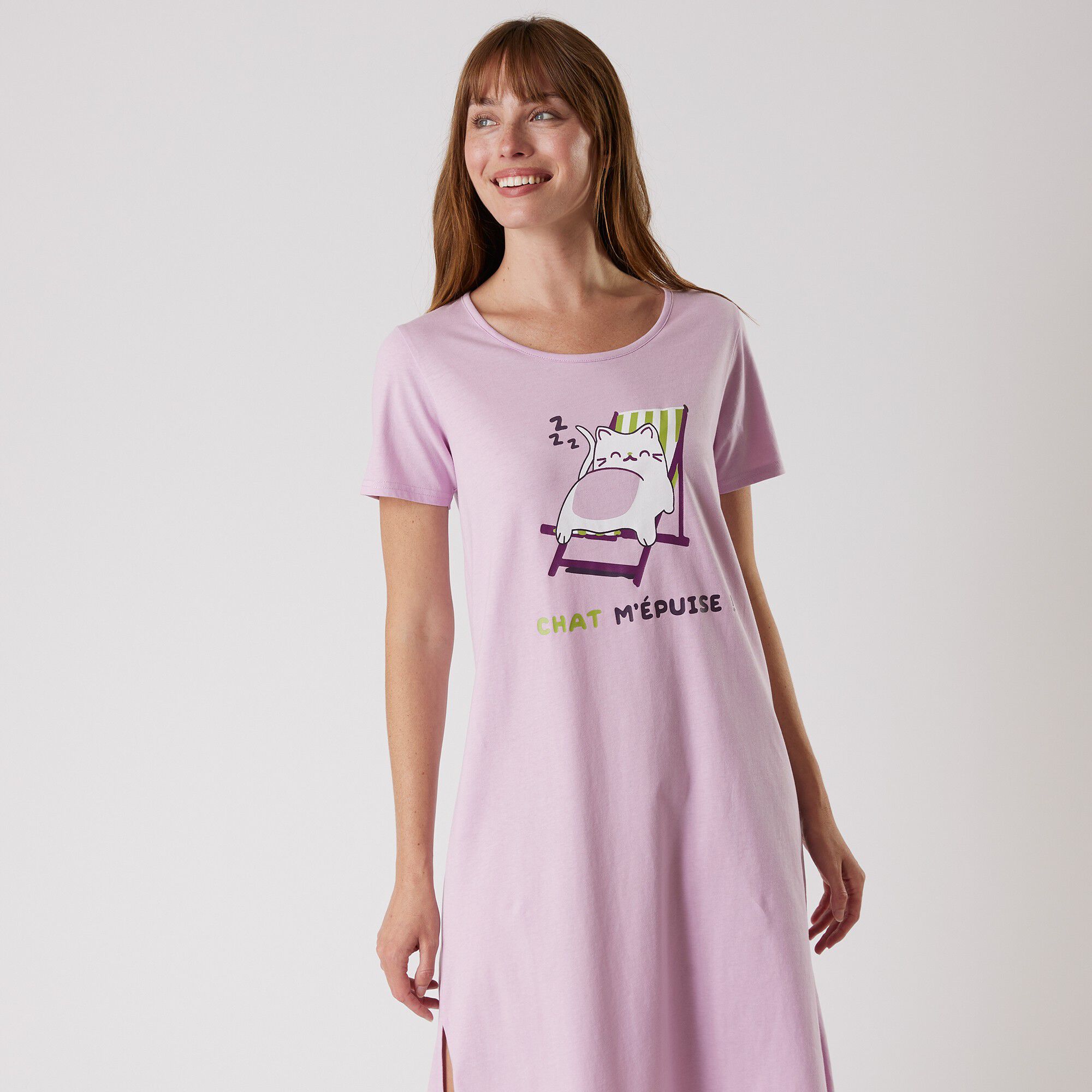 Chemise de nuit courte manches courtes – imprimé 