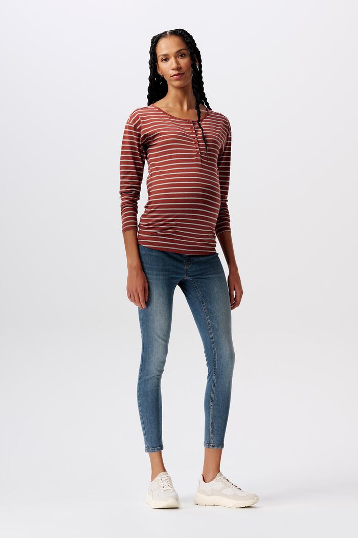 Gestreiftes Henley-Longsleeve mit Stillfunktion