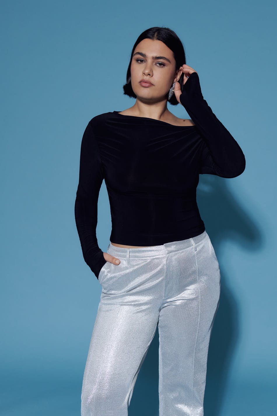 Ruched asymmetric top