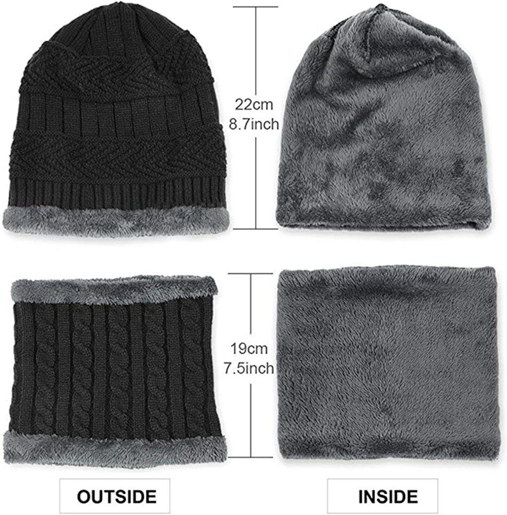 XDeer Mütze & Schal Kinder Wintermütze-Schal Set,Schlauchschal mit Fleecefutter Strickmütze,Wärme Beanie Mütze,für Kinder 5-14 Jahre